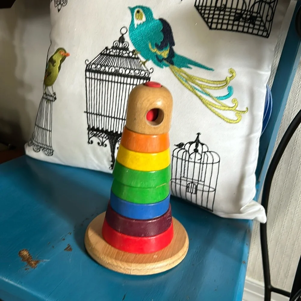 IKEA Wood Stacking Rings Toy Baby Toddler Puzzle Learning Colors